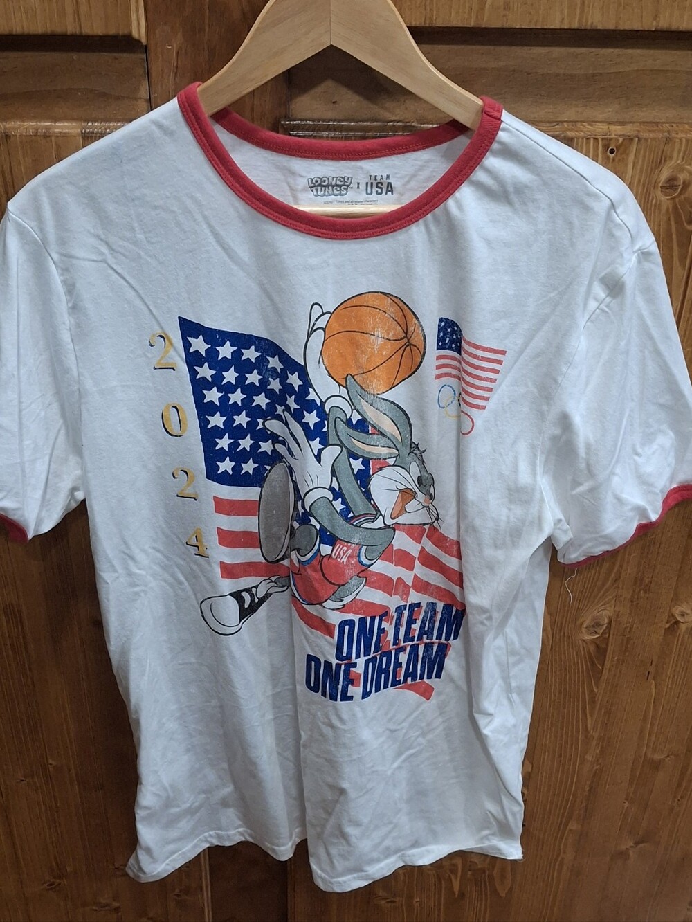 Warner Bros. Bugs Bunny USA 2024 Basketball Graphic Tee - White/Red